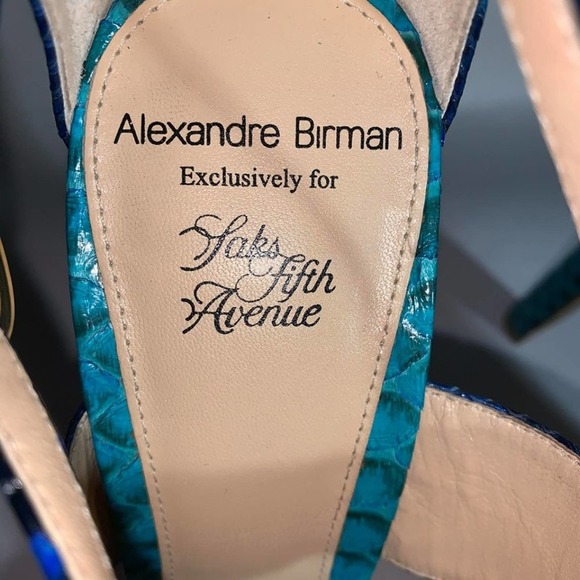 Alexandre Birman Blue Python Leather Platform Heels Pumps Sandals Shoes 7.5 - Picture 9 of 10